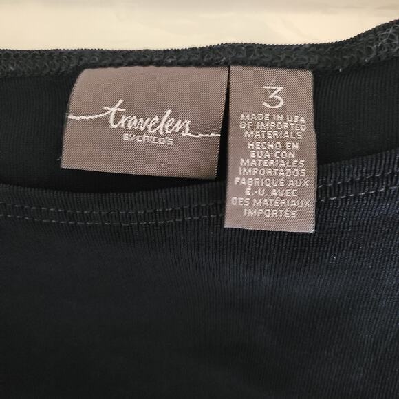 Chicos Travelers Womens Asymmetrical Tunic‎ Top Sz 3 / XL  Blue Jersey Knit Gold - Picture 8 of 10